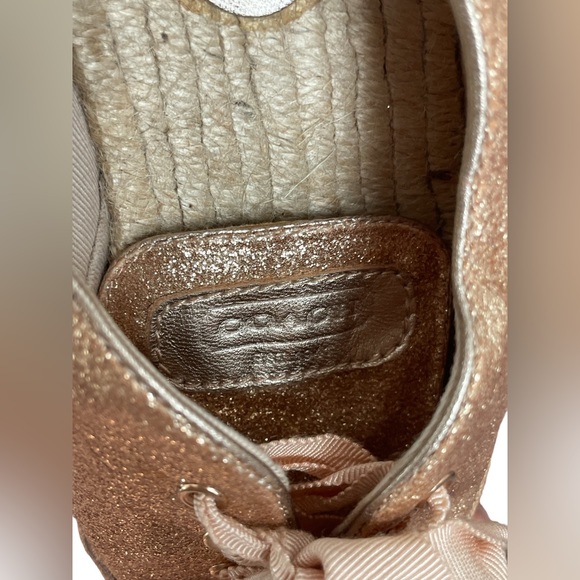 Coach Ramira Rose Gold Glitter Lace Espadrille Tennis sparkle Lightweight Sz8 - Picture 9 of 12